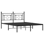 ZNTS Metal Bed Frame without Mattress with Headboard Black 160x200cm 374342