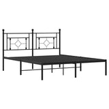 ZNTS Metal Bed Frame without Mattress with Headboard Black 160x200cm 374342