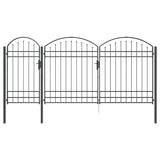 Garden Fence Gate with Arched Top Grey 400 x 125 cm Steel 42008956