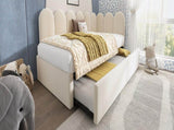 Upholstered Bed Daybed with Pull-Out Bed, 3FT Single Sofa Bed 90 x 190 cm, Guest Beds for Adults and N601P272133B