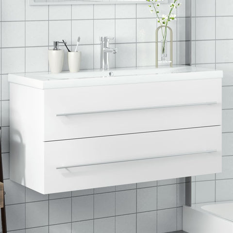 Bathroom Sink Cabinet with Built-in Basin White 3278794