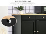 Sideboard with Rubberwood Top and Adjustable Shelves for Dining Room, Kitchen - Black T3398P378035