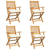 Folding Chair 4 pcs White 49 x 57.5 x 92cm Solid Acacia wood 3329123