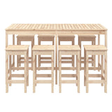 9 Piece Garden Bar Set Solid Wood Pine 3154765