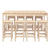 9 Piece Garden Bar Set Solid Wood Pine 3154765