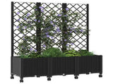 Garden Planter with Trellis&Wheels Black 120 x 40 x 146 cm PP 3423057