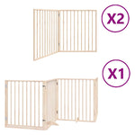 Dog Gate with Door Foldable 8 Panels 640 cm Poplar Wood 3155558