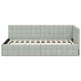 Corner Bed Frame with Headboard Light grey 90 x 200 cm Velvet 42016388