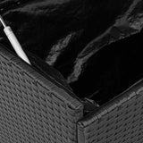 Garden Storage Box with Wheels Black 110x55x73 cm Poly Rattan 4103826