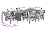 7 Piece Garden Dining Set with Cushions Grey Poly Rattan 3212080
