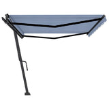 Freestanding Manual Retractable Awning 500x350 cm Blue/White 3069856