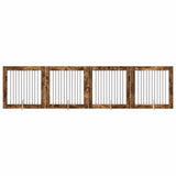 Dog Gate with Stands 4 pcs Smoked Oak 100 x 100 cm 892033