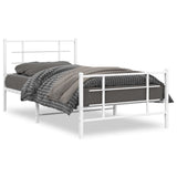 Metal Bed Frame without Mattress with Footboard White 100x200cm 355623