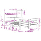 ZNTS Bed Frame without Mattress 120x190 cm Small Double Solid Wood Pine 3309944