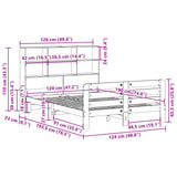 Bed Frame without Mattress Wax Brown 120x190 cm Small Double Solid Wood Pine 3309946