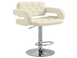 PU Leather Upholstered Swivel Bar Stool, Height Adjustable with Back, Armrest, Footrest, Beige T3398P328152