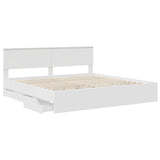 Bed Frame with Drawer White 200 x 200 cm Engineer Wood 3410672
