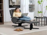 Rocker Swivel Recliner Chair with Footstool - Charcoal Grey Velvet T3398P341419