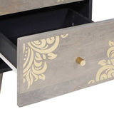 Sideboard Grey and Gold 40 x 33 x 75 cm Solid Mango Wood 4018795