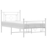 Metal Bed Frame without Mattress with Footboard White 100x190cm 374400