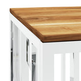 Coffee Table Silver Stainless Steel and Solid Wood Acacia 350055