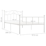 ZNTS 284516 Bed Frame without Mattress White Metal 90x200 cm