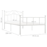 284516 Bed Frame without Mattress White Metal 90x200 cm