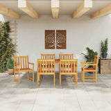 Garden Dining Set 7 pcs Brown Solid Acacia Wood 3375638