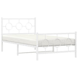Metal Bed Frame without Mattress with Footboard White 100x200cm 376288