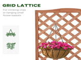 53L Garden Wooden Planter Box with Trellis Free Standing Flower Raised Bed with Lattice for Climbing T3398P313618