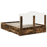 Bed Frame with Drawer Smoked Oak 140 x 200 cm Engineered Wood 3413598