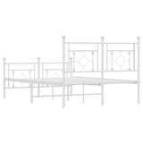 Metal Bed Frame without Mattress with Footboard White 120x200cm 374404