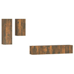 ZNTS 4 Piece TV Cabinet Set Smoked Oak Engineered Wood 3114627