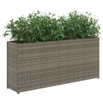 ZNTS Garden Planter with 2 Pots Grey 90x20x40 cm Poly Rattan 366409