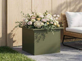 Garden Planter with LED Olive Green 40 x 40 x 40 cm Steel 8008132
