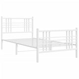 Metal Bed Frame without Mattress with Footboard White 90x190cm 376383