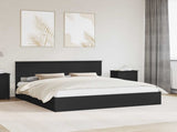 Storage Bed with Headboard Black 200 x 200 cm Engineered Wood 3408425
