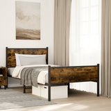 Metal Bed Frame without Mattress Smoked Oak 100x200 cm 4007845