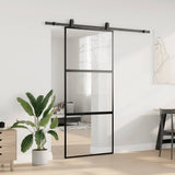 Sliding Door with Hardware Set Black 90x205 cm Tempered Glass 3375875