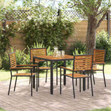 Garden Dining Set 5 pcs Black and Wood Poly Rattan 3365436