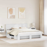 Bed Frame with Headboard White 180 x 200 cm Engineered Wood 3408732