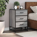 ZNTS Bedside Cabinet Grey Sonoma 40x34.5x60 cm Engineered Wood and Metal 848722