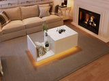 Lift Up Coffee Table Hidden Storage, High Gloss Centre Table with LED, Lifting Sofa Side Table, N605P356892W