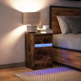 Bedside Cabinet with LED Lights Smoked Oak Engineered Wood 852016