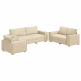 Sofa Set with Cushion 3 pcs Cream 220 x 78 x 84 cm Fabric 3324616