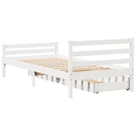 ZNTS Bed Frame without Mattress White 100x200 cm Solid Wood Pine 3301607