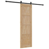 Sliding Door Natural and Black 61 x 198.5 cm Solid Pine Wood 3445404