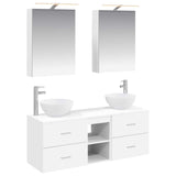 Bathroom Furniture Set 5 pcs White Engineered Wood and Glass 3406711