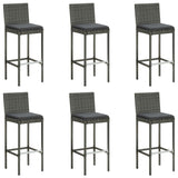 7 Piece Garden Bar Set with Cushions Poly Rattan Grey 3095420