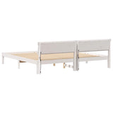 Bed Frame with Headboard White 200 x 200 cm Solid Pine Wood 3385746